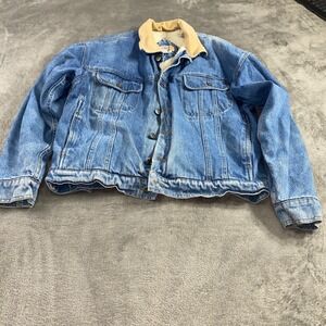 Wrangler Denim Jacket Mens M Blue Hero Sherpa Lined Corduroy Collar Trucker